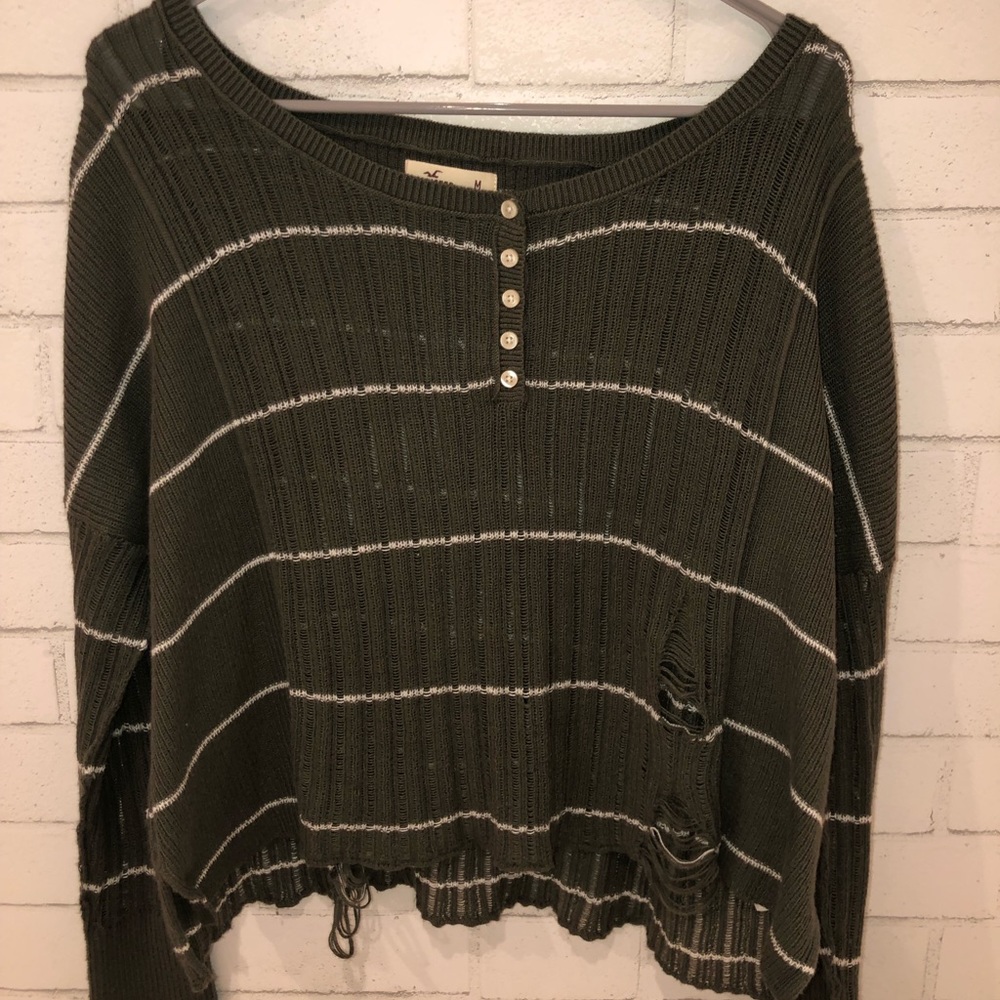 Long sleeved distressed Hollister shirt